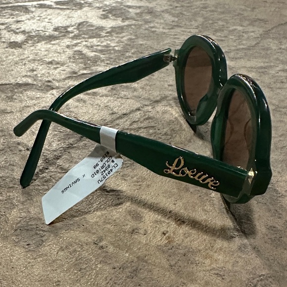 NWT Loewe Dark Green Sunglasses with Gold Logo - Picture 4 of 6